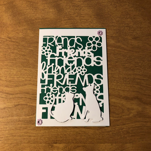 Friends Card with A Dog and Cat Handmade