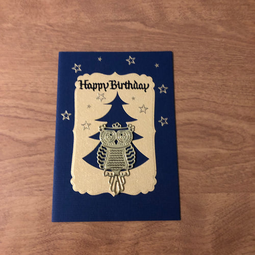 Owl In The Tree Happy Birthday Card Handmade