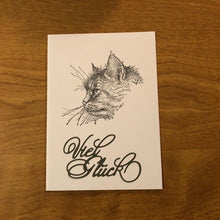 Load image into Gallery viewer, Katze Viel Glück Handgemacht Deutsche Karte Cat Good Luck German Handmade Card Silver Viel Glück HGCBC117