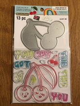 Load image into Gallery viewer, Recollections 13 Piece Cheeky Modern Pop Cherry Clear Stamp and Die Kit