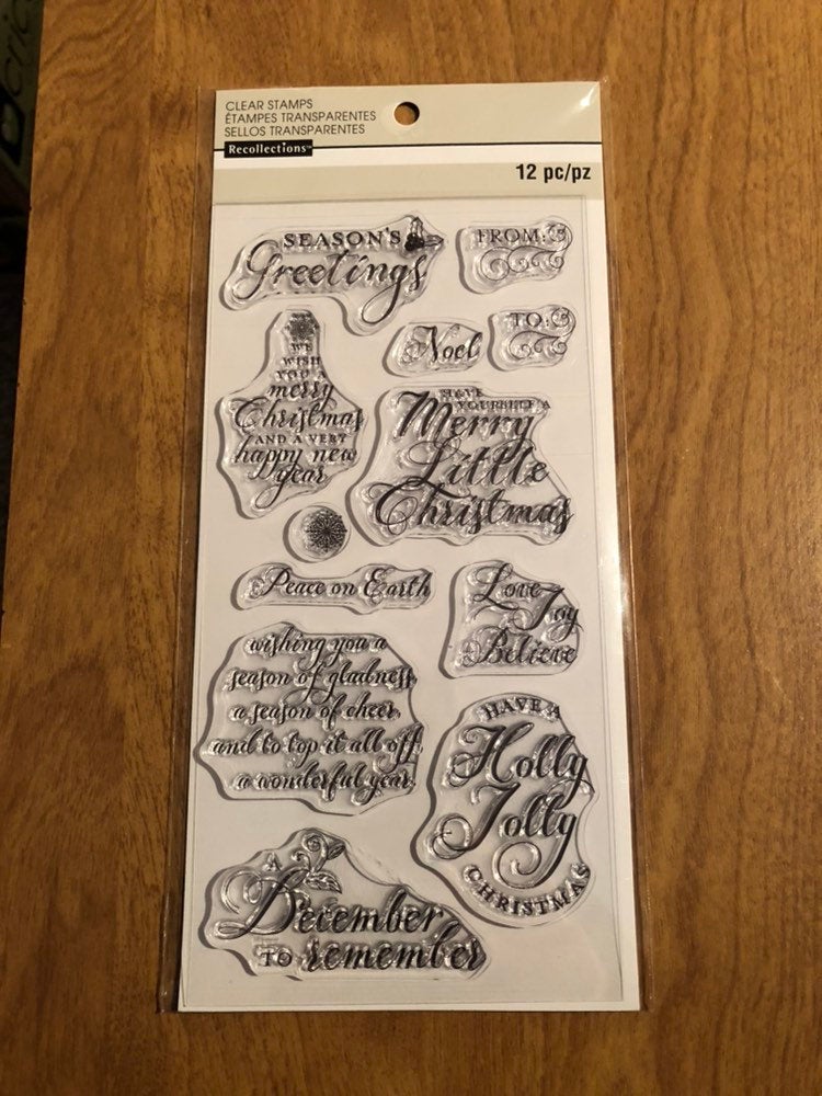 Recollections Christmas Clear Stamps 12 Piece Set
