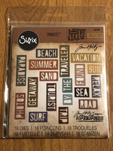 Load image into Gallery viewer, Vacation Words Sizzix Thinlits 18 Piece Dies Set By Tim Holtz 661287