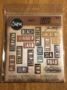 Vacation Words Sizzix Thinlits 18 Piece Dies Set By Tim Holtz 661287