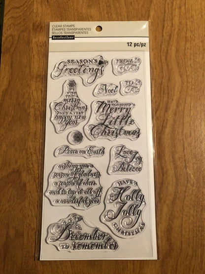 Recollections Christmas Clear Stamps 12 Piece Set