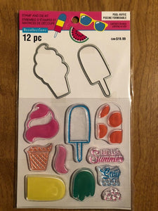 Recollections 12 Piece Pool-Riffic Ice Cream Stamp and Die Kit