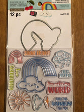 Load image into Gallery viewer, Recollections 12 Piece Cheeky Modern Pop Rainbow Clear Stamp and Die Kit