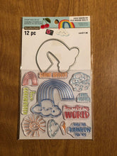 Load image into Gallery viewer, Recollections 12 Piece Cheeky Modern Pop Rainbow Clear Stamp and Die Kit