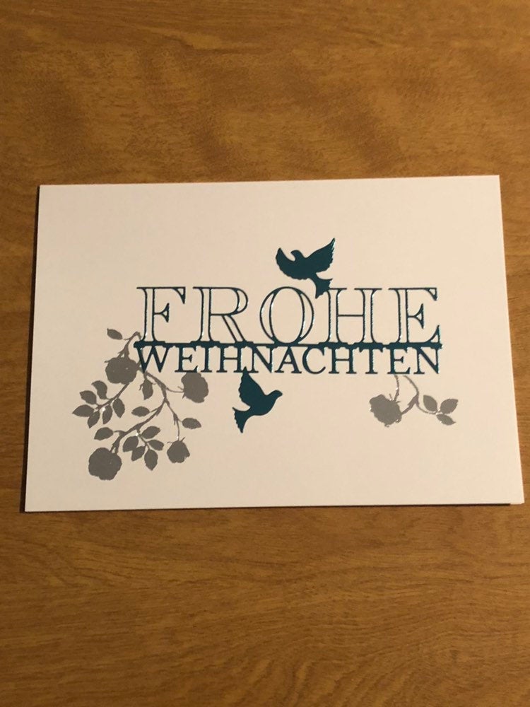 Frohe Weihnachten Vogel Deutsche Karten Handgemacht German Bird Christmas Card Handmade