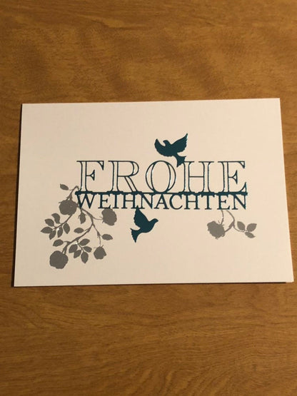 Frohe Weihnachten Vogel Deutsche Karten Handgemacht German Bird Christmas Card Handmade