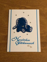 Load image into Gallery viewer, Baby Hertzlichen Gluckwunsch Deutsche Karte Handgemacht German Handmade Baby Card With Bunny