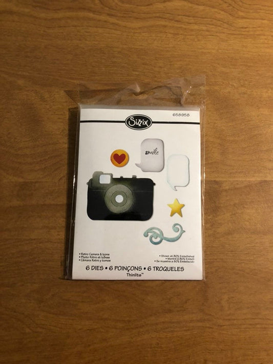 Retro camera and Icons Sizzix Thinlits 6 Piece Dies Set 658958