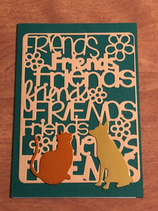 Friends Card with A Dog and Cat Handmade