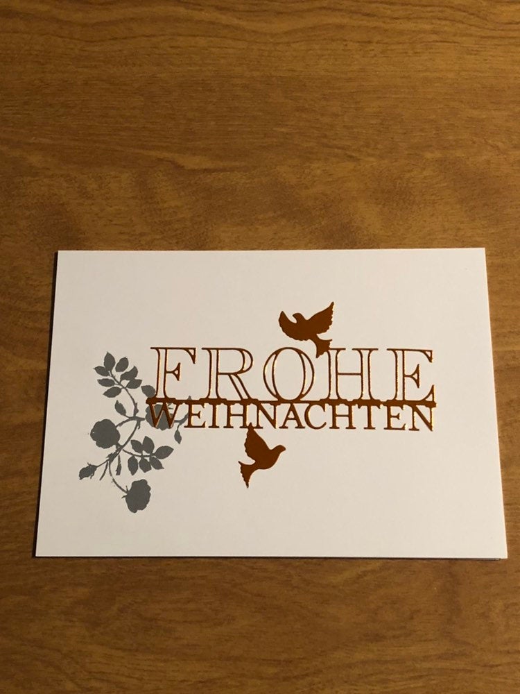 Frohe Weihnachten Vogel Deutsche Karten Handgemacht German Bird Christmas Card Handmade