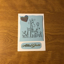 Load image into Gallery viewer, Alles Gute Deutsche Karte Handgemacht All the Best German Giraffe and Friends Stamped Handmade Card HGCBC21
