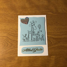 Load image into Gallery viewer, Alles Gute Deutsche Karte Handgemacht All the Best German Giraffe and Friends Stamped Handmade Card HGCBC21