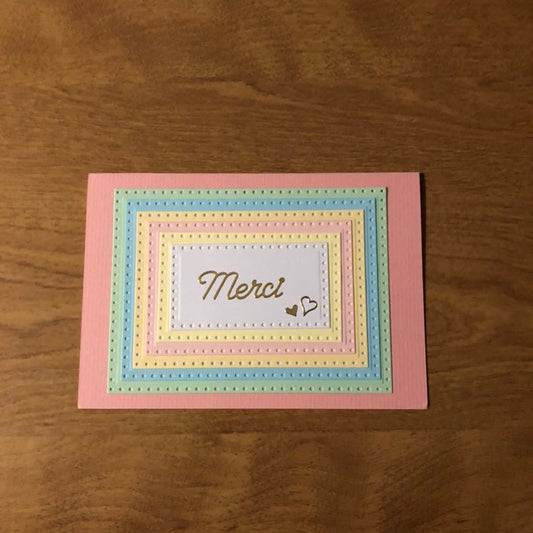 Merci Fait Main Carte Française French Thank You Card Handmade
