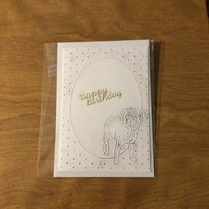 Happy Birthday Bulldog Stamped and Embossed Birthday card