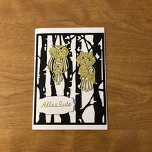 Load image into Gallery viewer, Eulen in der Bäume Alles Gute Deutsche Karte Handgemacht, Owls in the Trees All The Best German Card Handmade HGCBC39