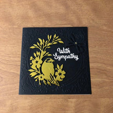 Load image into Gallery viewer, A Gold Bird on a With Sympathy Card Handmade