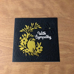 A Gold Bird on a With Sympathy Card Handmade