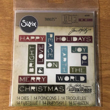Load image into Gallery viewer, Holiday Words #2 Sizzix Thinlits 14 Piece Die Set By Tim Holtz 661601