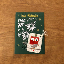 Load image into Gallery viewer, Frohe Weihnachten Eule Deutsche Karte Weihnachtskarte Handgemacht, Merry Christmas Owl German Christmas Card handmade