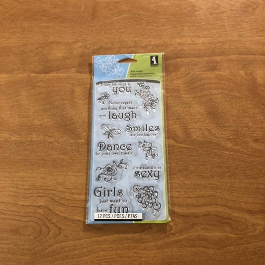 Inkadinkado, Thoughts For The Day, 12 Pieces Clear Stamps set, 60-30062 For Stamping and Card Making