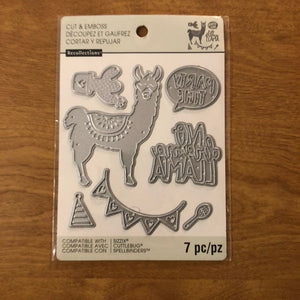 Llama No Drama Llama Party Time Recollections 7 Pieces Cut and Emboss Set 542699