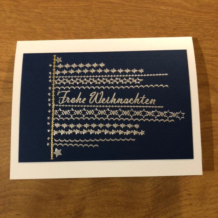 Frohe Weihnachten Sterne Deutsche Weihnachtskarte Handgemacht Merry Christmas Stars German Christmas Card Handmade
