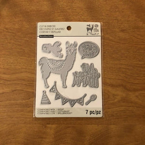 Llama No Drama Llama Party Time Recollections 7 Pieces Cut and Emboss Set 542699