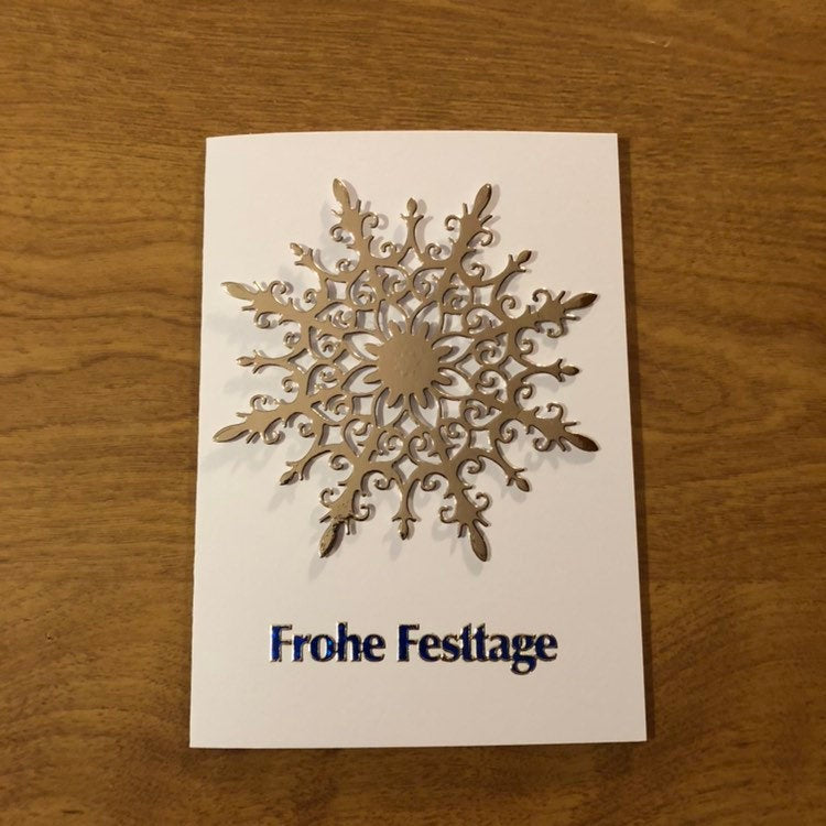 Schneeflocke Frohe Festtage Karte Deutsche Weihnachtskarte Handgemacht German Happy Holidays Christmas Card Handmade