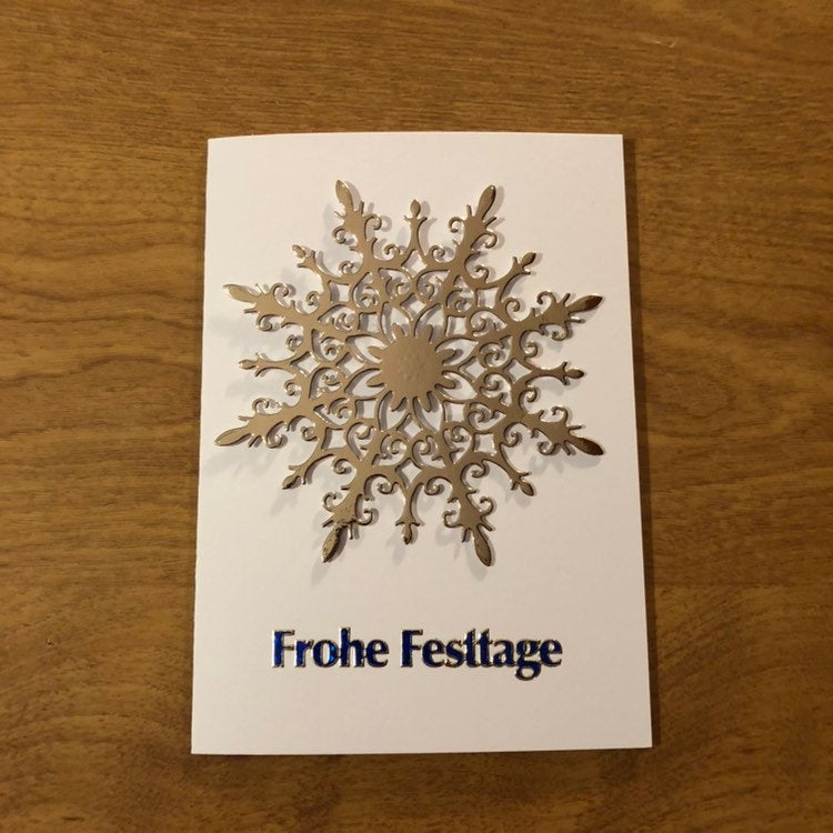 Schneeflocke Frohe Festtage Karte Deutsche Weihnachtskarte Handgemacht German Happy Holidays Christmas Card Handmade