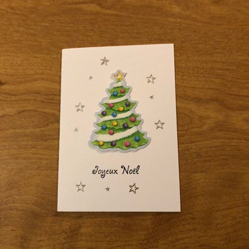 Joyeux Noël Carte De Noël Français Fait Main Arbre de Noël French Merry Christmas Card Handmade