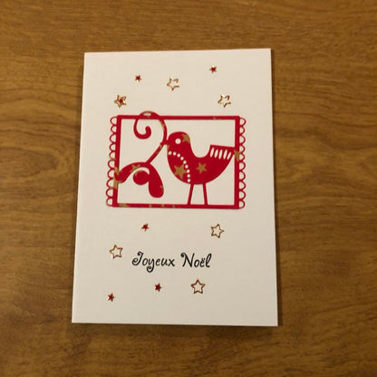 Joyeux Noël Carte De Noël Français Fait Main Bonnes Fêtes Colombe Handmade French Merry Christmas Dove Christmas Card