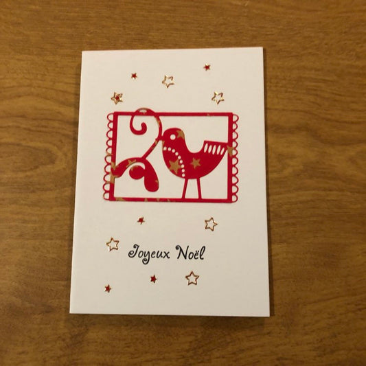 Joyeux Noël Carte De Noël Français Fait Main Bonnes Fêtes Colombe Handmade French Merry Christmas Dove Christmas Card