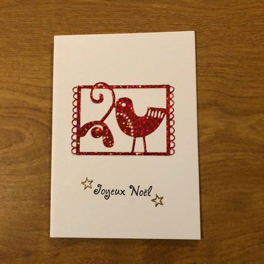 Joyeux Noël Carte De Noël Français Fait Main Bonnes Fêtes Colombe Handmade French Merry Christmas Dove Christmas Card