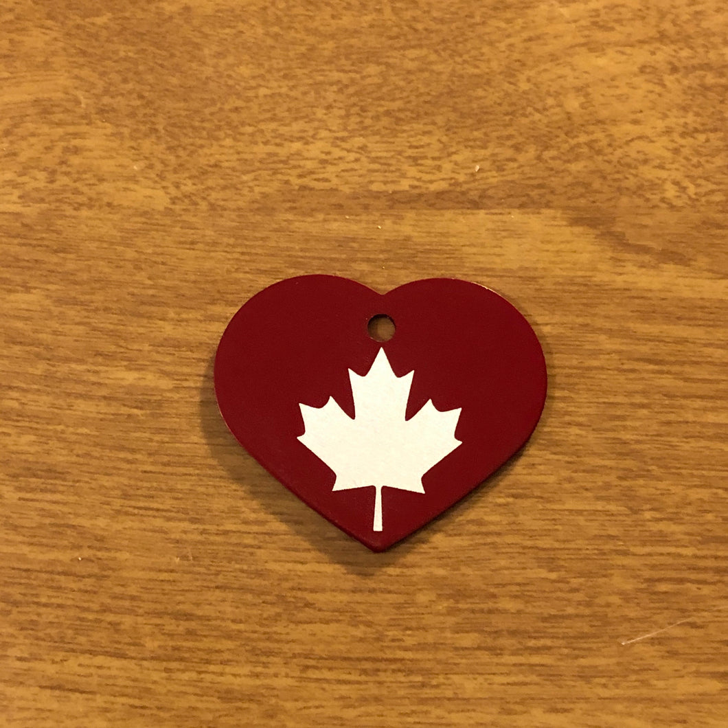Large Maple Leaf Heart Aluminum Tag