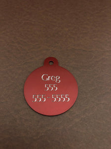 Autism Support Dog Medical Alert Service Dog Large Circle Aluminum Tag ASDMALRC