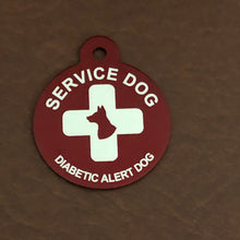 Load image into Gallery viewer, Diabetic Alert Dog Service Dog, Dog Cross Large Circle Aluminum Tag