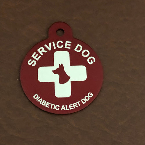 Diabetic Alert Dog Service Dog, Dog Cross Large Circle Aluminum Tag