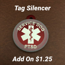 Load image into Gallery viewer, PTSD Service Dog Medical Alert Large Circle Aluminum Tag PTSDMALRC