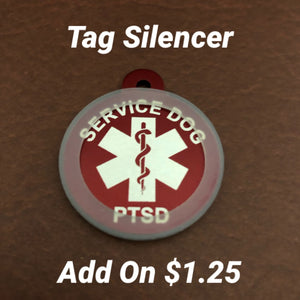 PTSD Service Dog Medical Alert Large Circle Aluminum Tag PTSDMALRC