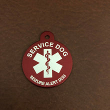 Load image into Gallery viewer, Seizure Alert Dog Medical Alert Service Dog Large Circle Large Circle Aluminum Tag SADMALRC