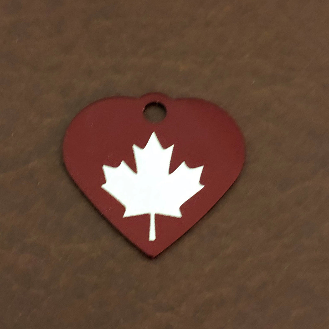 Maple Leaf Small Red Heart Aluminum Tag