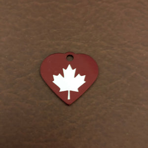 Maple Leaf Small Red Heart Aluminum Tag