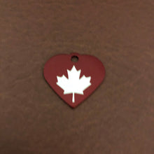 Load image into Gallery viewer, Maple Leaf Small Red Heart Aluminum Tag