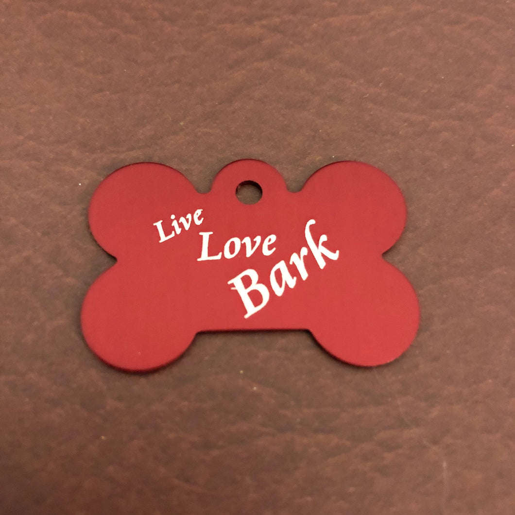 Live Love Bark Large Red Bine Aluminum Tag