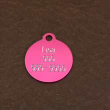 Load image into Gallery viewer, Peace Sign Small Circle Pink Aluminum Tag