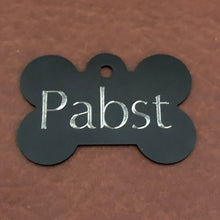 Load image into Gallery viewer, Squirrel Lover Large Black Bone Dog Tag Personalized Aluminum Tag