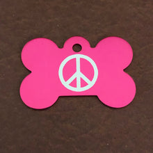 Load image into Gallery viewer, Peace Sign Large Bone Pink Personalized Aluminum Tag